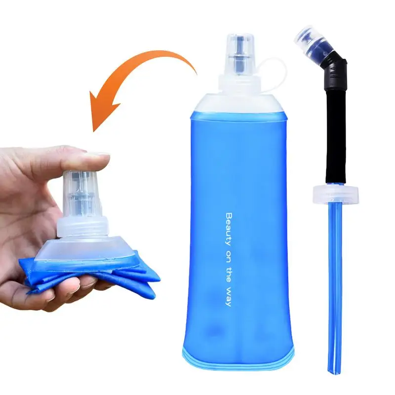 450ml Outdoor Sport Camping Running Sport Bicycle Soft Water Bottle Folding TPU Soft Flask Water Bag