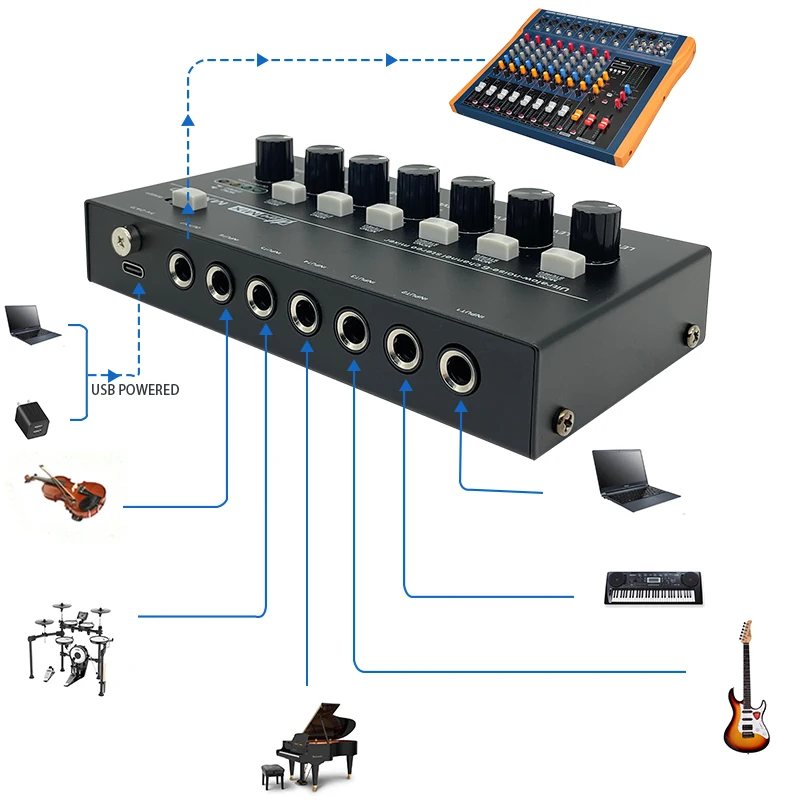 Canais misturador estéreo fuluode mini misturador de som profissional misturador de áudio portátil ultra baixo ruído linha mixer