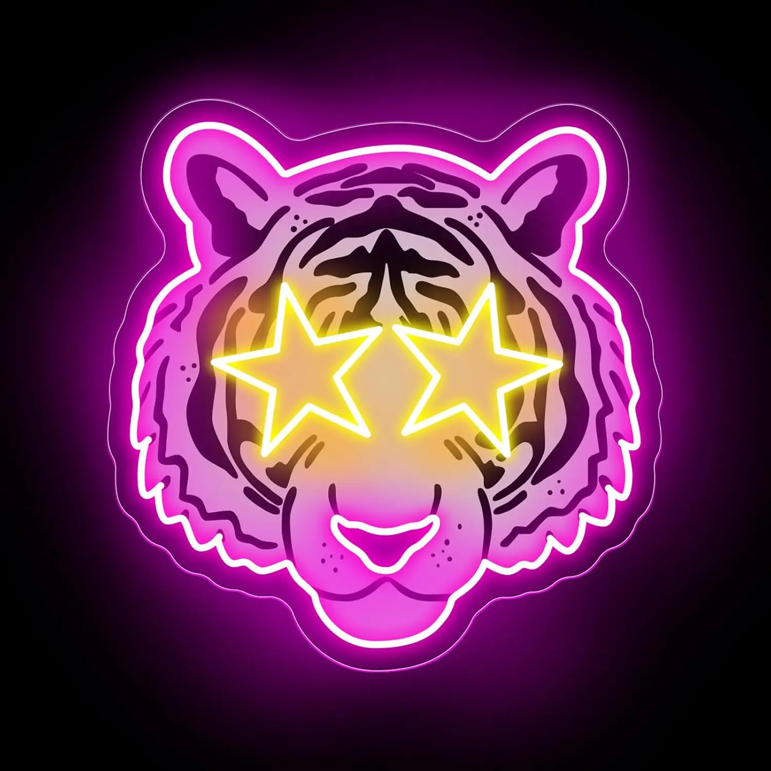 タイガーヘッドスターネオンライトサインusb調光ledネオンサイン寝室リビングクラブバーマンケーブパーティーギフト壁飾り