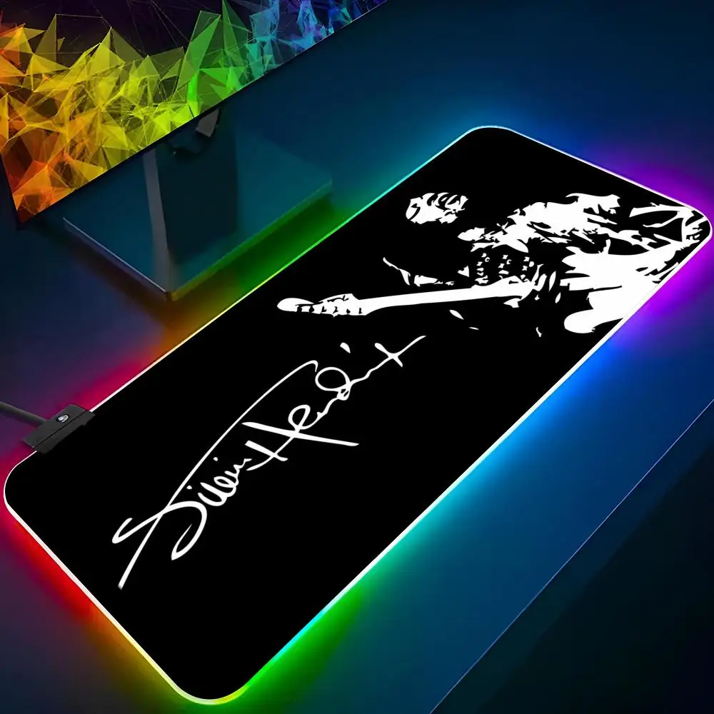 Jimi Hendrix Mouse Pad Gaming Rgb Mousepad Backlit Keyboard Gamer Girl Xxl Laptop Birthday Mat Table Pads Deskpad