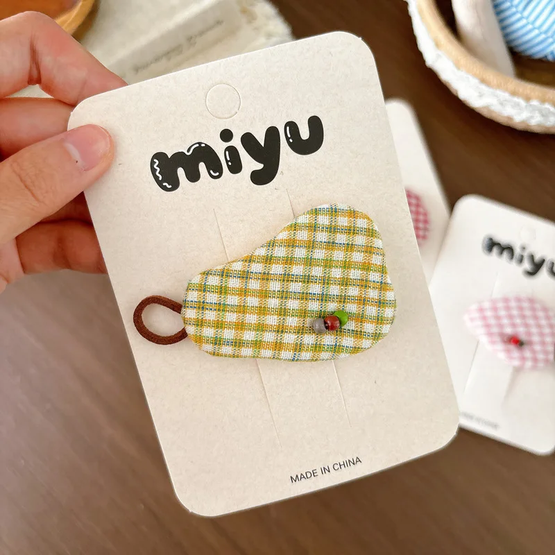 Kids Hair Clips Cute Fabric Plaid Mushroom Fruit BB Clip Sweet Girls Side Bangs Headwear Accessories Lightweight School