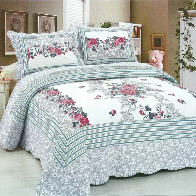 Modern Bedroom Sets 3pcs King Size Reversible Floral Home Bedding Set Bedspread cotton bedding set