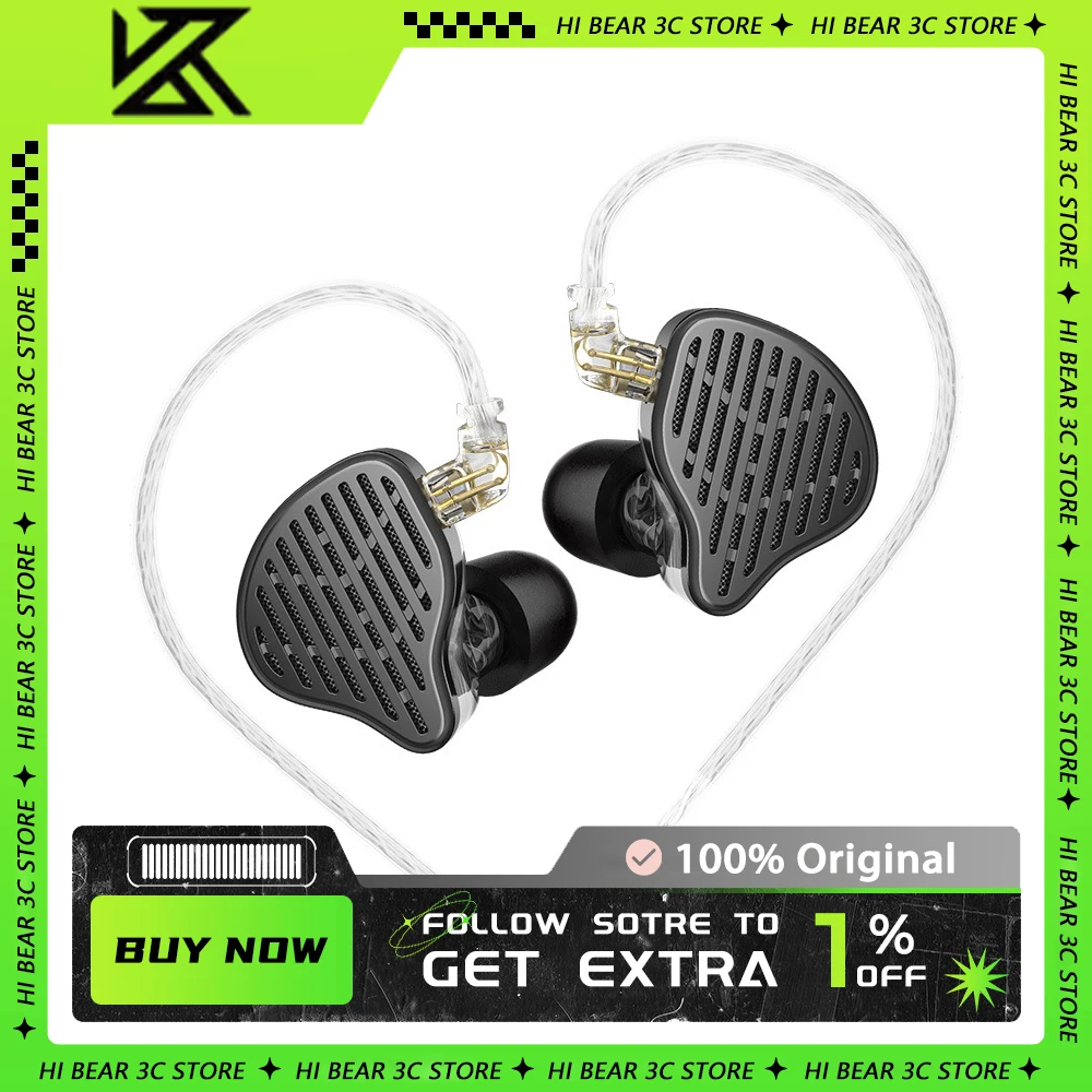 

KZ-PR2 HiFi Earphone Flat Driver 13.2mm Plane Big Horns Bass Monitor In Ear Wired Earbuds Sport Headset Gift