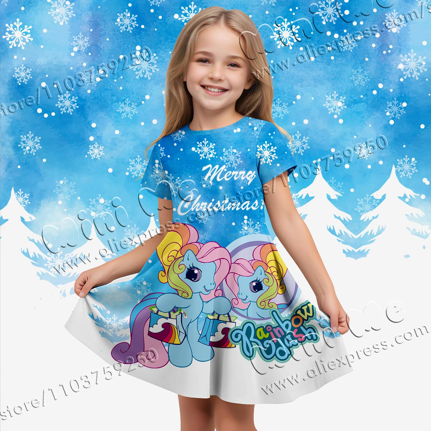 

MINISO authorizes 3D printing sequins for Christmas snowflakes My Little Pony dresses girls clothing holiday 2025 children