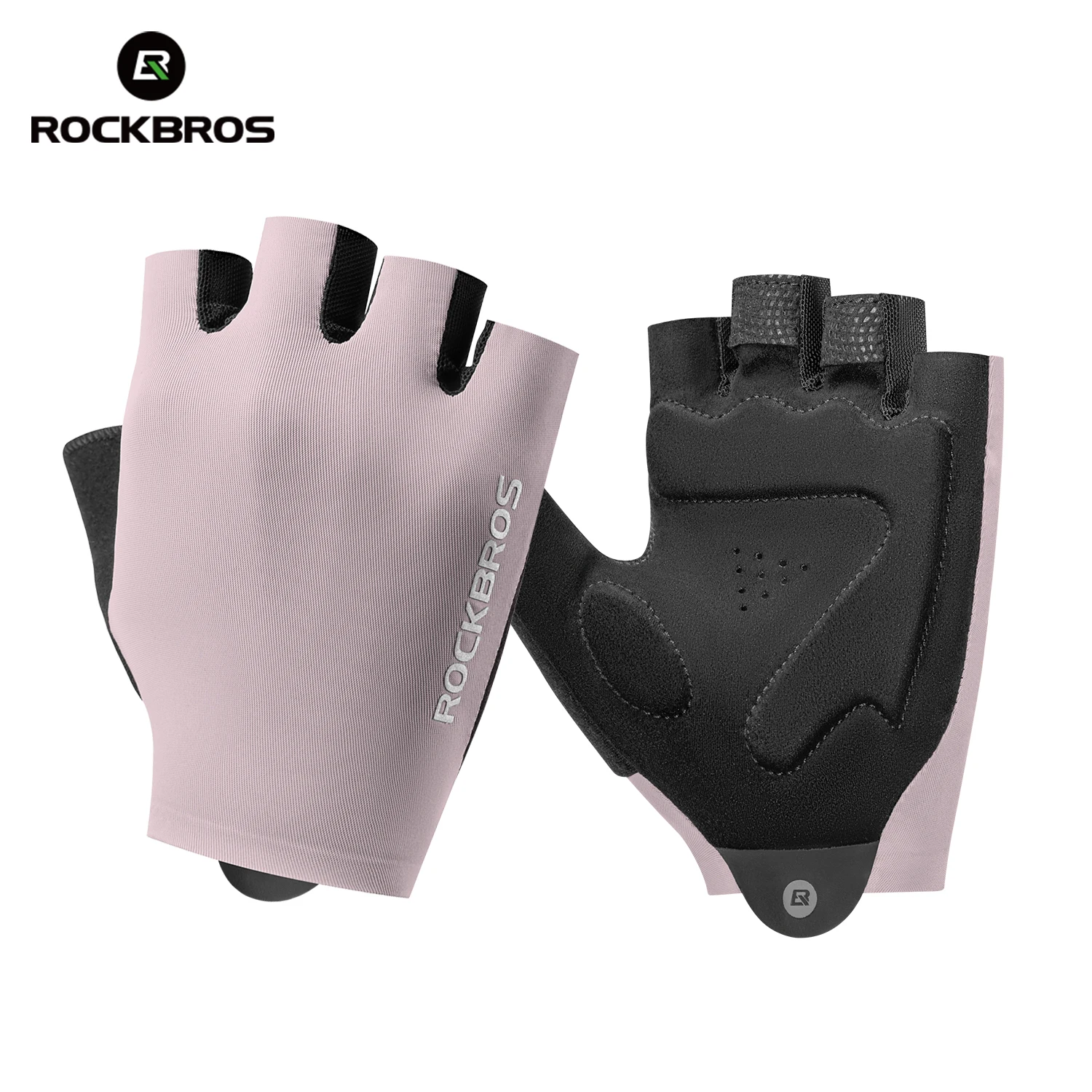 ROCKBROS Sommer-Radfahrhandschuhe mit halben Fingern, hochelastisch, leicht, atmungsaktiv, Stoßdämpfung, Handflächenpolster, für Herren und Damen