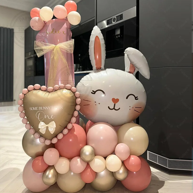 43-teiliges Kaninchen-Ballon-Set mit 32 Zoll 1–9 rosa Zahlenballon für Ostern, Geburtstagsparty-Dekoration, Kinderspielzeug, Helium-Globos