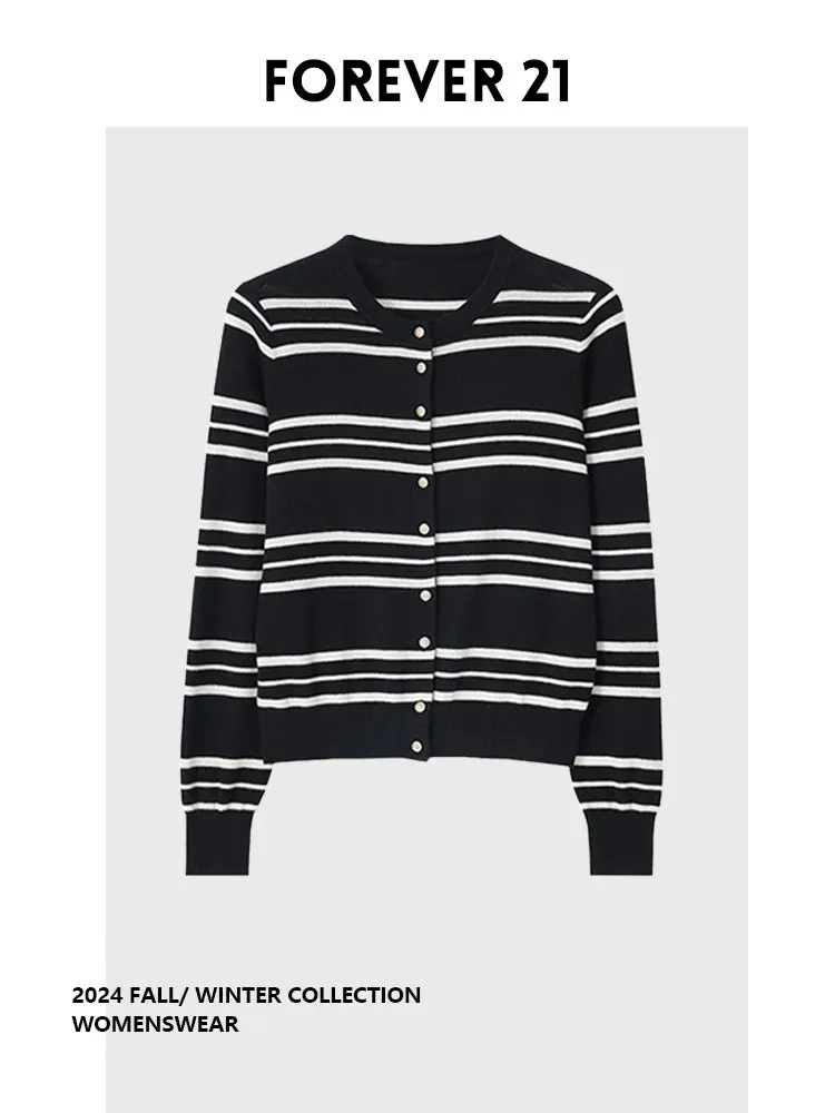 

Вязаный кардиган Forever 2 в винтажную полоску, новинка ранней осени, универсальный дизайн, верхняя одежда, женская модная одежда