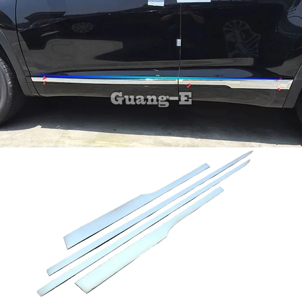 

For Toyota Highlander 2015 2016-2017 2018 2019 2020 Car Cover ABS/Steel Side Door Body Trim Sticker Strips Molding Lamp 4pcs