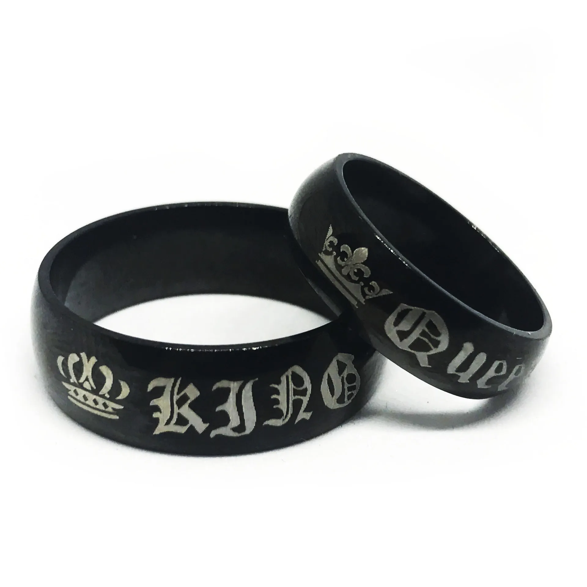 Gothic Old English Couple Ring Your Queen and Your King Couple lovers Rings Stainless Steel Jewelry Gifts  YLQ10167