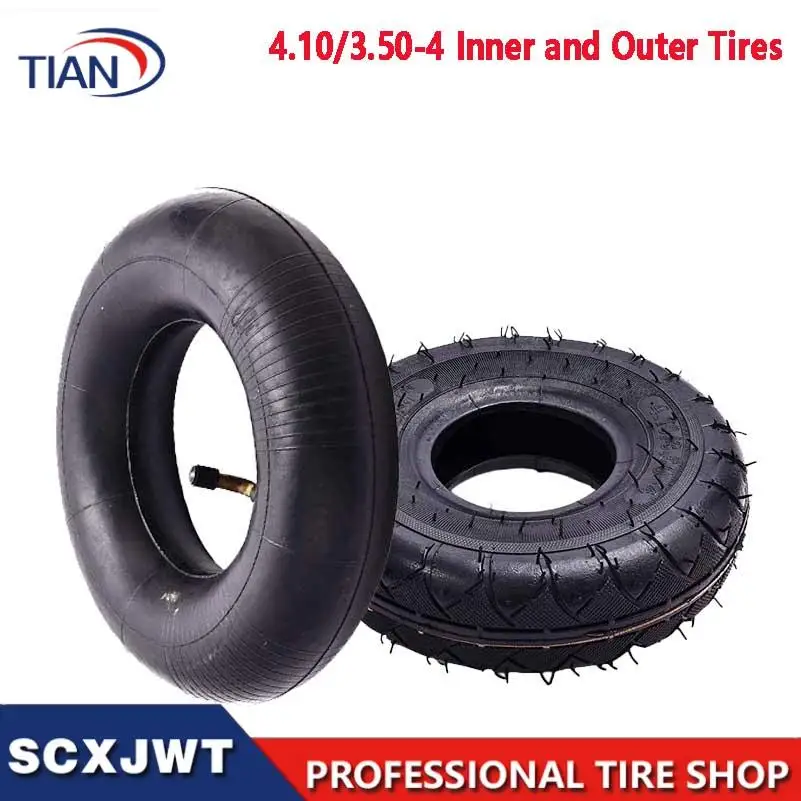 Replacement of Handcart Tires 4.10/3.50-4 Elderly Pedestrian Tires Three way Wheelchair Inner and Outer Tire Remodeling Parts