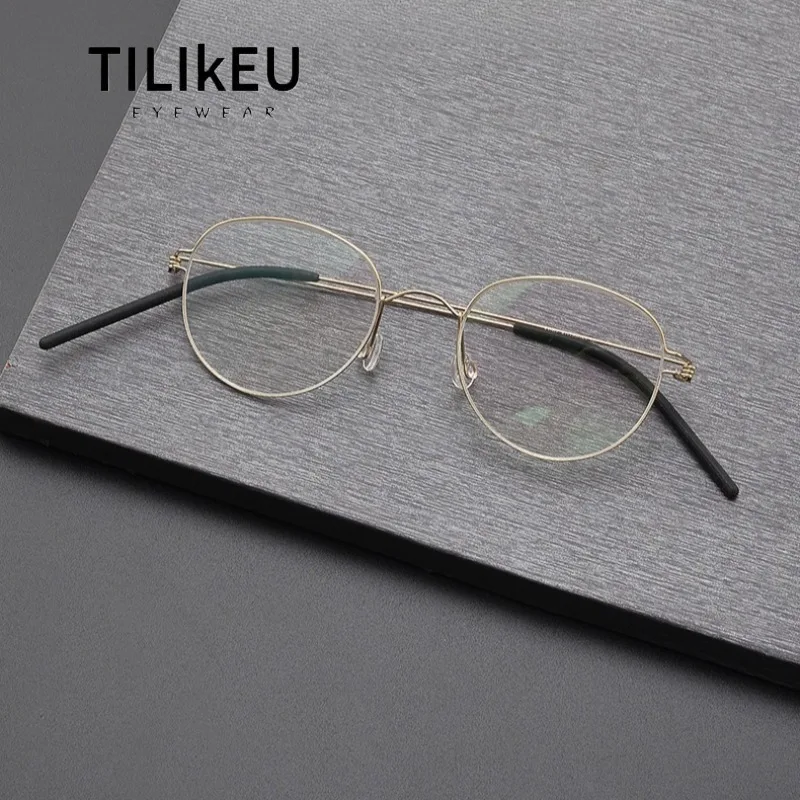 

Ultra-light Titanium Alloy Screwless Oval Eyeglass Frame Women Fashion Premium Small Face Men Optical Prescription Glasses Frame