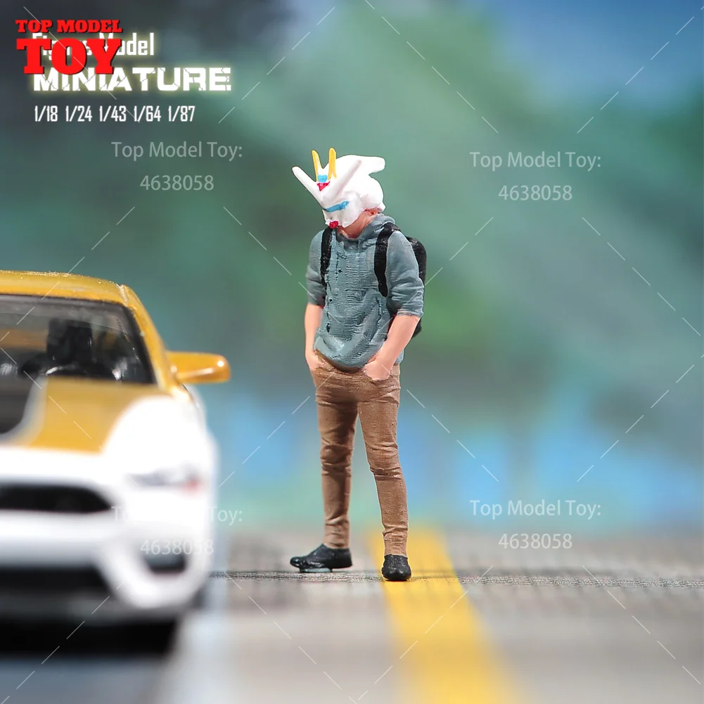 Painted Miniatures 1/18 1/24 1/64 1/43 1/87 Anime Backpack Handsome Boy Male Scene Figure Doll Unpainted Model For Car Vehicles