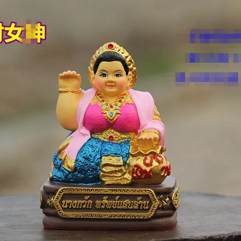 HOME CAR SHOP GOOD LUCK talisman Southeast Asia Thailand Temple Buddha bring fortune Goddess of Wealth Nang Kwak  statue