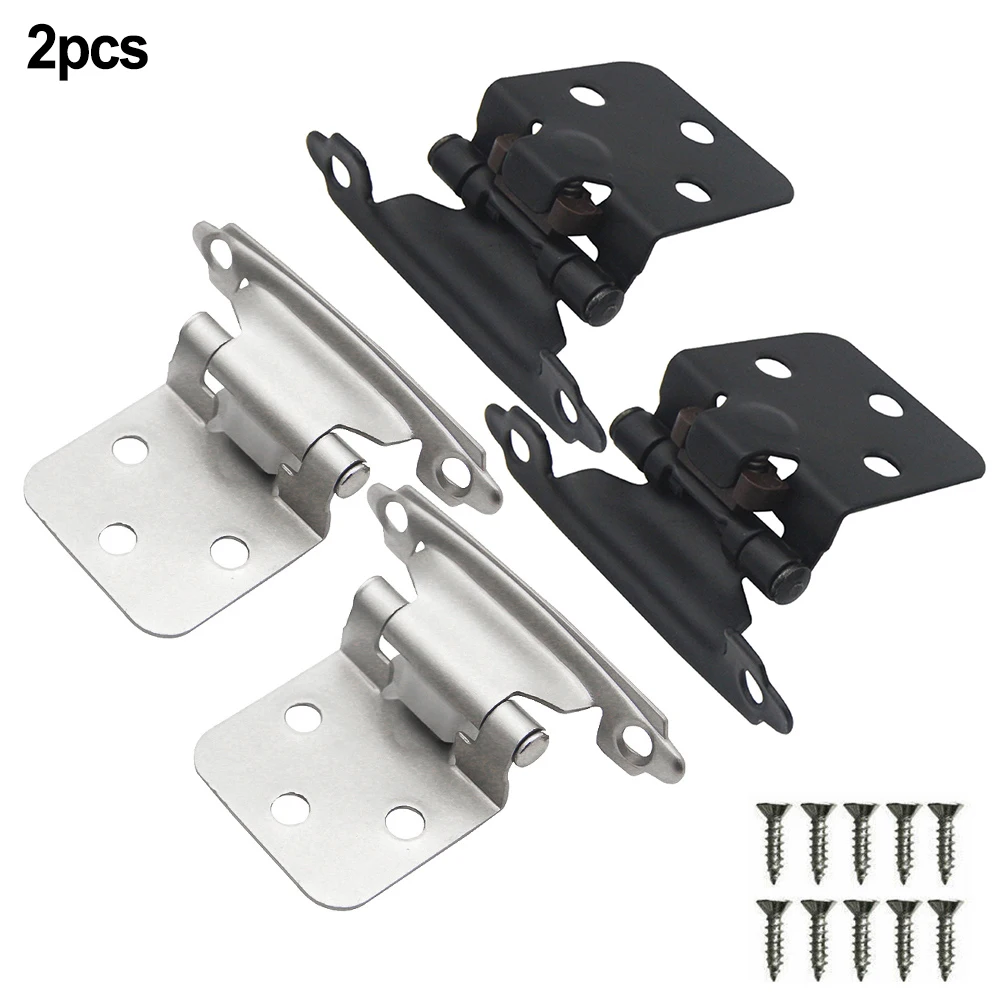 2pcs Cabinet Hinges Overlay Self Closing Face Mount Cupboard Door Hinge Hydraulic Buffer Spring Hinge Furniture Hardware