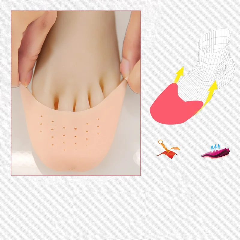 Almohadillas de Gel de silicona para antepié, Protector de la cubierta del dedo del pie, cuidado de los pies de bailarina, plantilla cómoda para zapatos, cojín reductor, inserto para aliviar el dolor