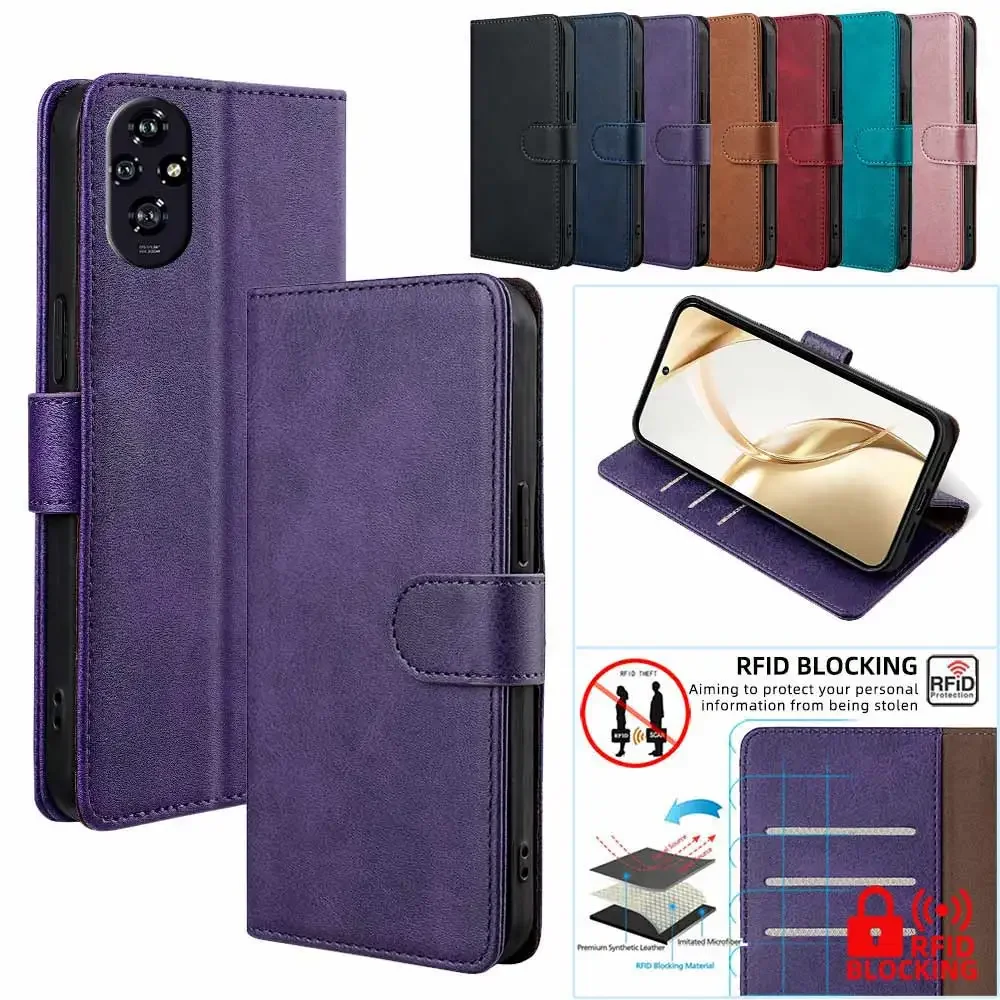 For Honor 200 5G Flip PU Leather Wallet Case RFID Blocking Multi-Card Holder Phone Cover for Honor 200 Lite 5G Phone Bag Funda