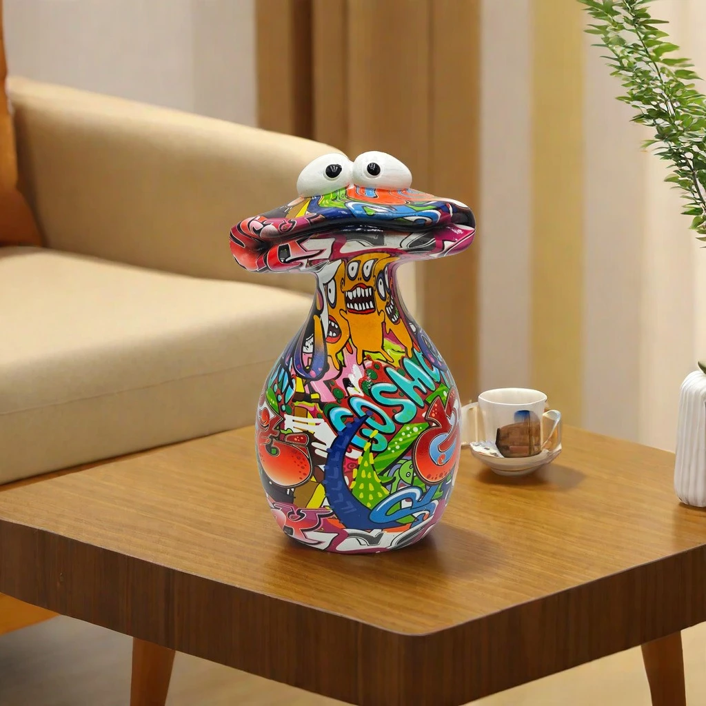Graffiti Splash Art Frog Statue Resin Abstract Colorful Frog Figurine Modern Pop Art Home Decor Funny Desk Ornament Gift