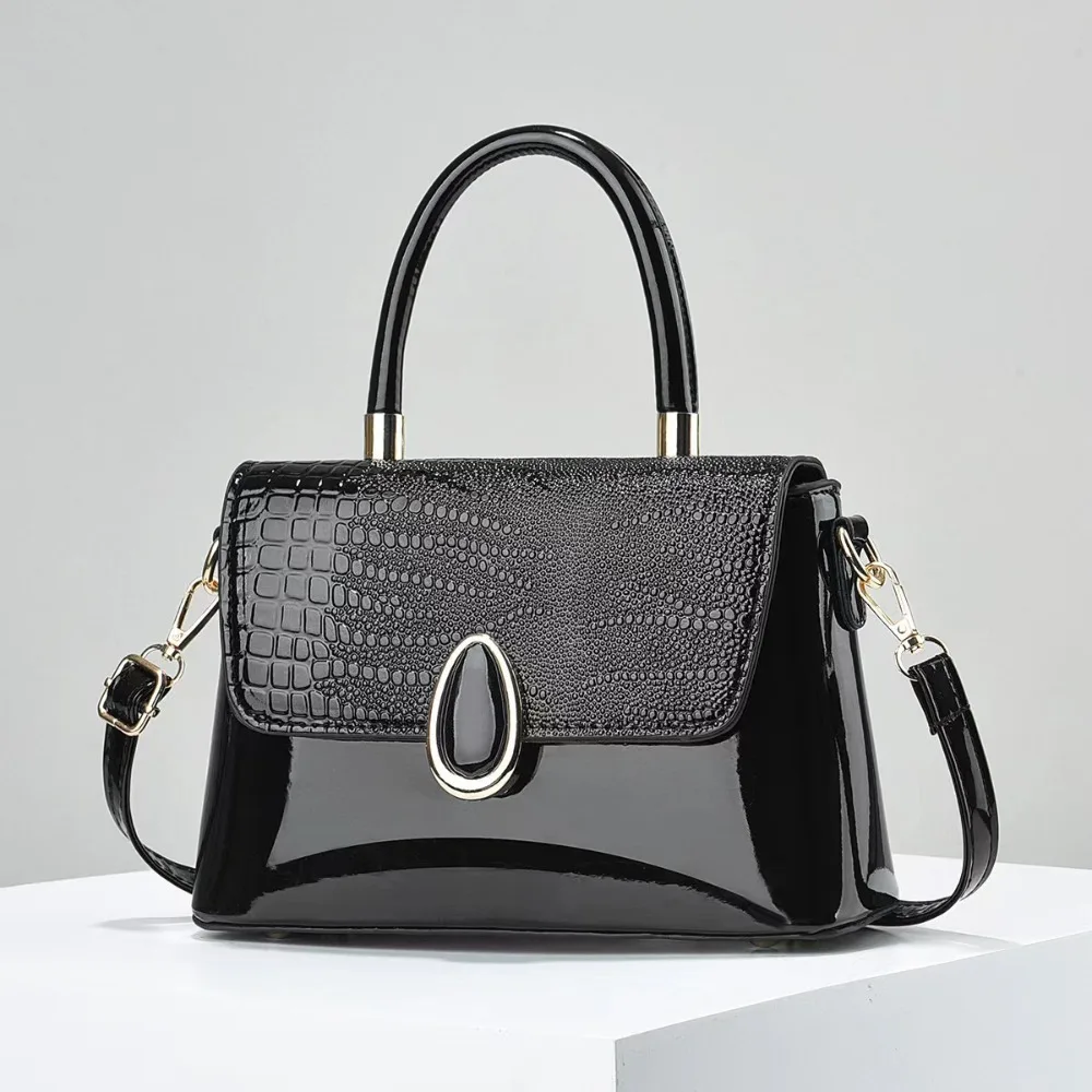 Korean Style Women Handbag Trendy PU Leather Pearlite Layer Shoulder Bags Small Square Pocket