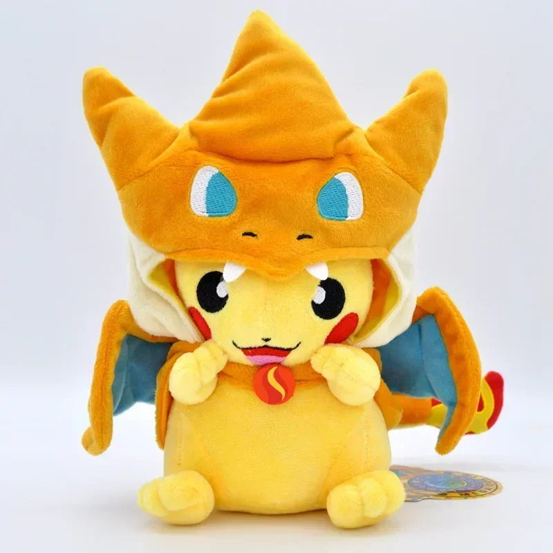 New Hot sale 4 Styles 23cm Cosplay Pokemon Plush Mega Bright Charizard XY Pikachu Cover Plush Toy Soft Cartoon Doll!!