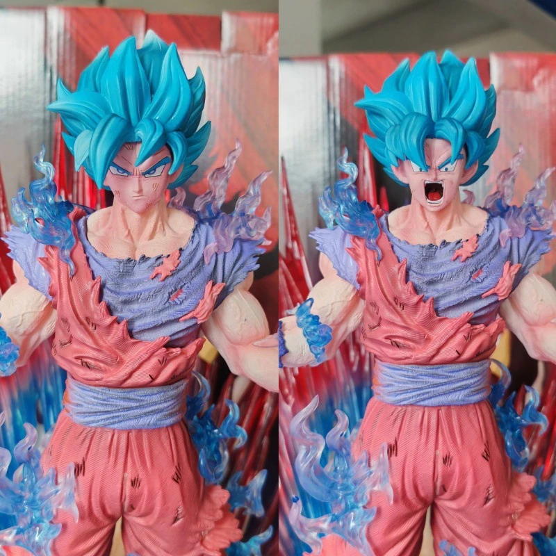 Dragon Ball Super Blue Realm King Fist Wukong Empty Hand Double Headed Carving Can Replace Super Blue Wukong Model Ornament