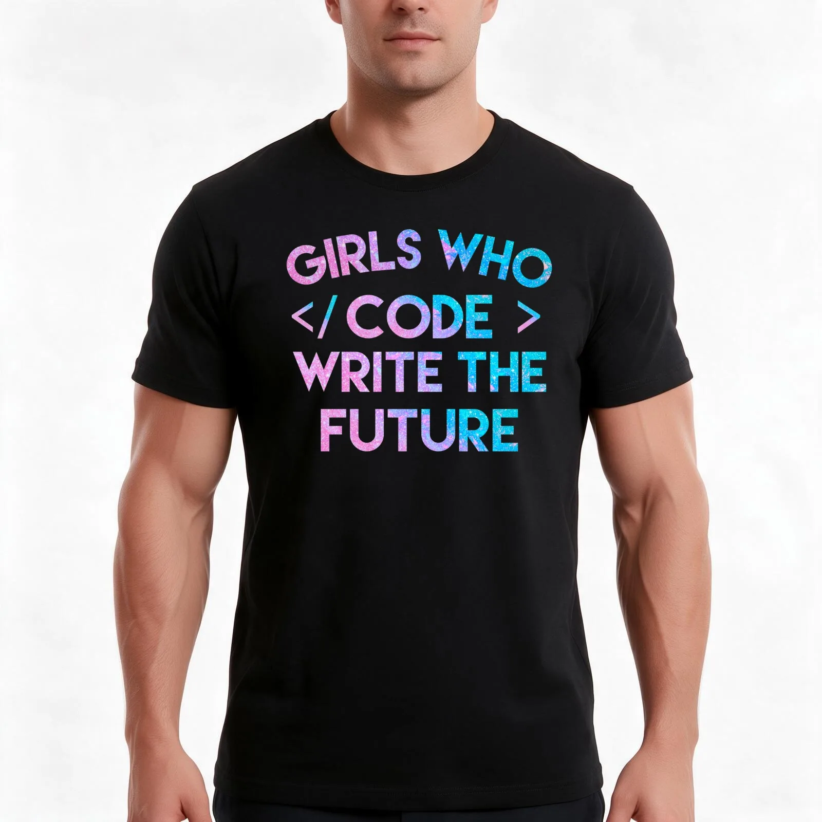 Girls Who Code Write The Future T-Shirt, Summer Casual Cotton Tee, Oversized Streetwear Tops, Vintage Graphic Print, 100% Cotton