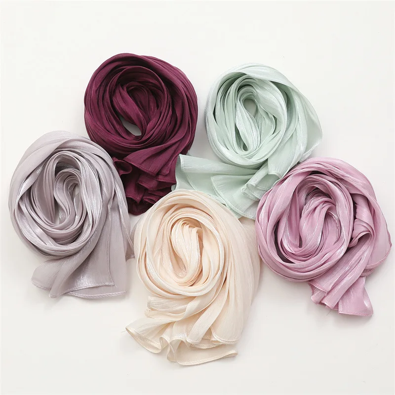 Cross-border spring and summer thin scarf solid color headscarf simple sun protection warm shawl silk scarf women's gauze scarf
