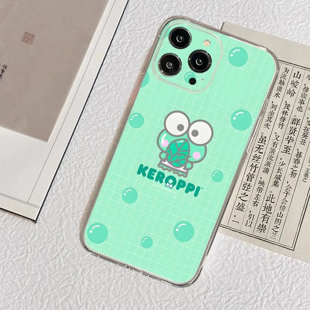 Keroppi Phone Case For Iphone 15 14 13 12 Pro Mini 11 Max Xr X Xs 8 Plus 7 Transparent Silicone