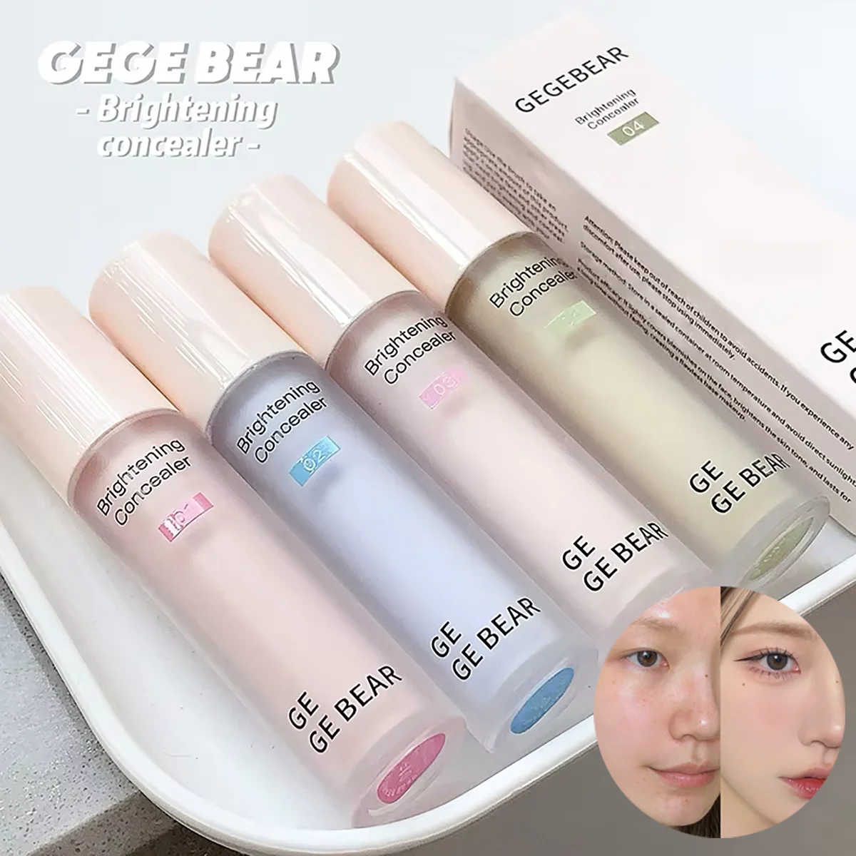 Gege bear maquillaje corrector facial cobertura completa de larga duración Base líquida resistente al agua corrector de ojeras de ojos