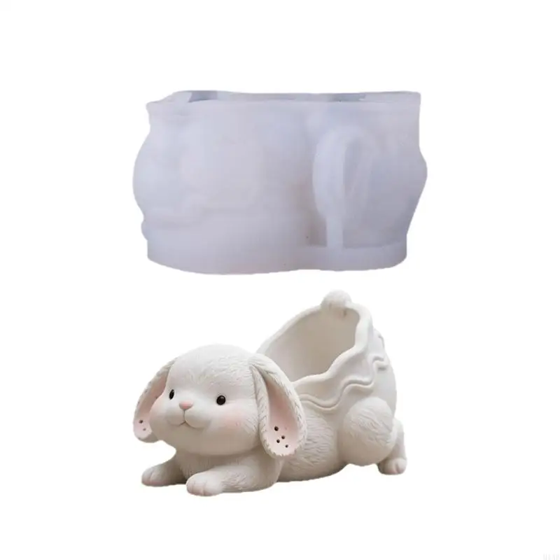 

91AF Reusable Rabbits Silicone Mould Flowerpot Holder Craft Projects