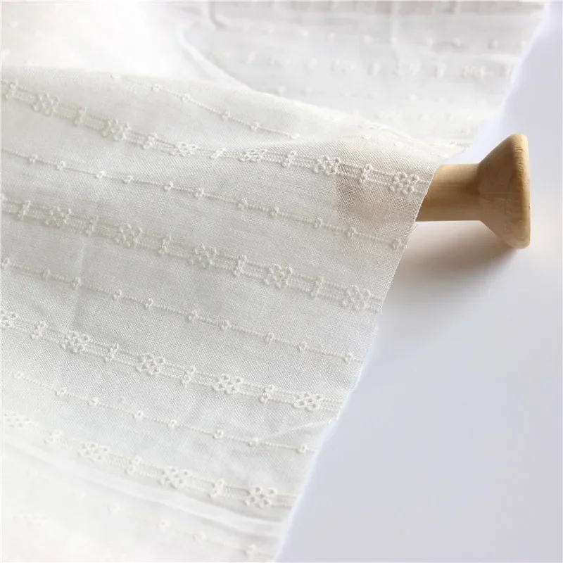 150x50cm Cotton Pure  White Small Jacquard Yarn Sewing Fabric, Making Women's Shirt Skirt Blouse Children's Clothing Cloth