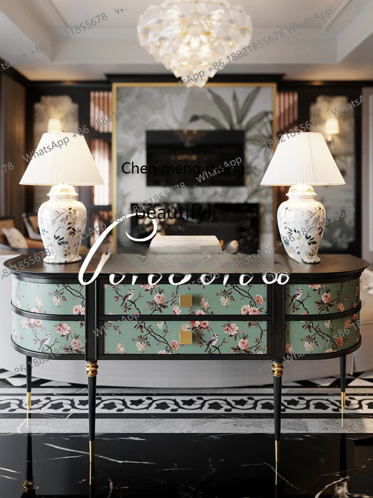 

] Шкафчик из цельного дерева/входной шкаф/неклассический шкаф с ручной росписью/многофункциональный