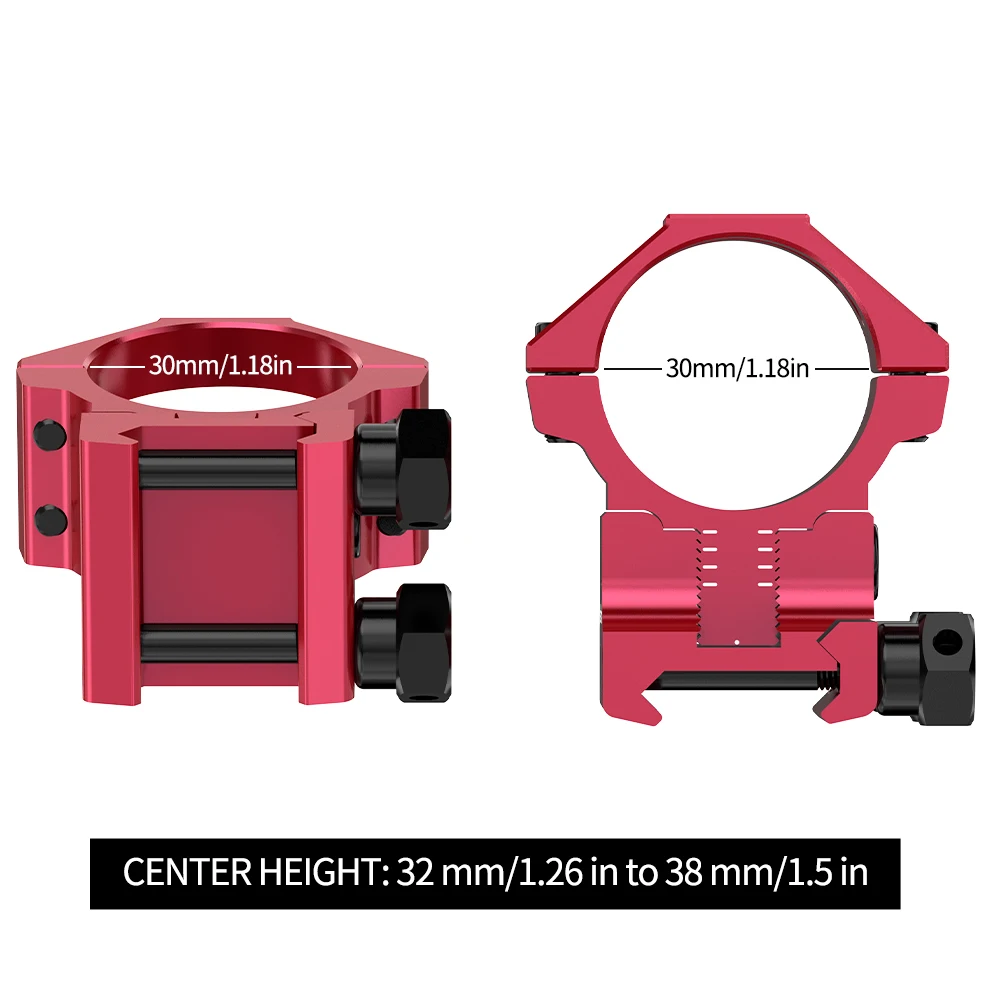 WESTHUNTER Einstellbare Profil Picatinny Zielfernrohr Ringe 1 ''/30mm Center Höhe 32 Zu 38mm Einstellen Optische Sehenswürdigkeiten 20mm Schiene Montieren 3