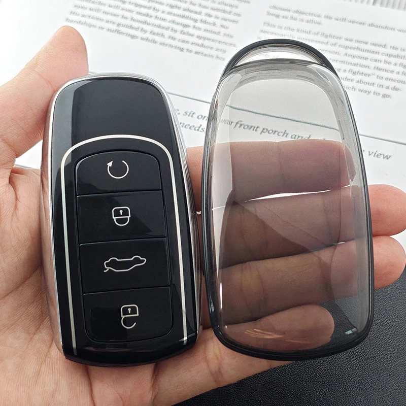 Smukłe etui na kluczyk samochodowy z breloczkiem do Chery Tiggo 7 8 Pro Max Omoda 5 C5 S5 O5 Jaecoo J7 J8, akcesoria, czarne, transparentne — zdjęcie 6