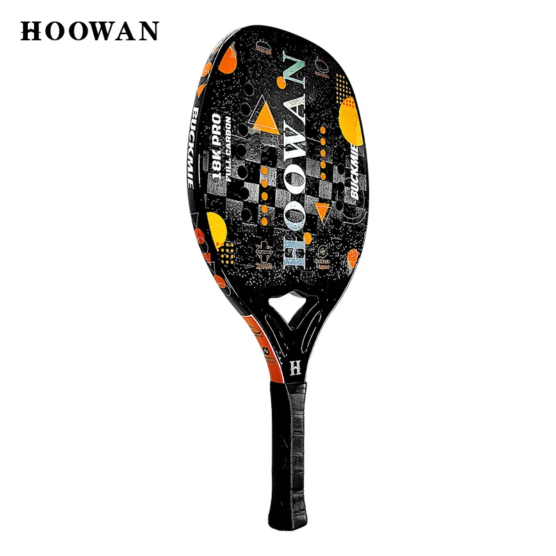 HOOWAN BUCKMIE Beach Tennis Racket T700 Raw Carbon Fiber 18K High-Grit Surface 20MM Soft EVA Core