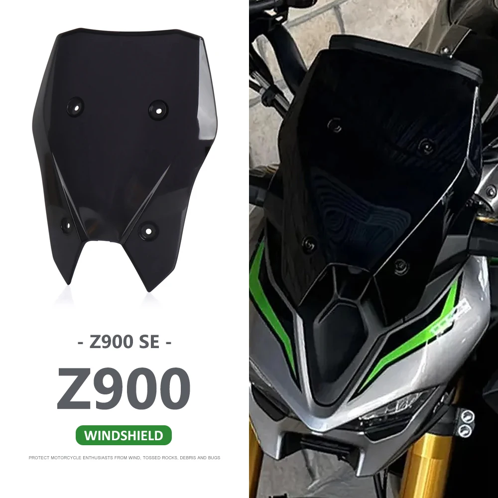 

Motorcycle Acrylic Windshield WindScreen Smoke Black Transparent Screen Accessories For Kawasaki Z900 SE Z 900 Z900SE 2025