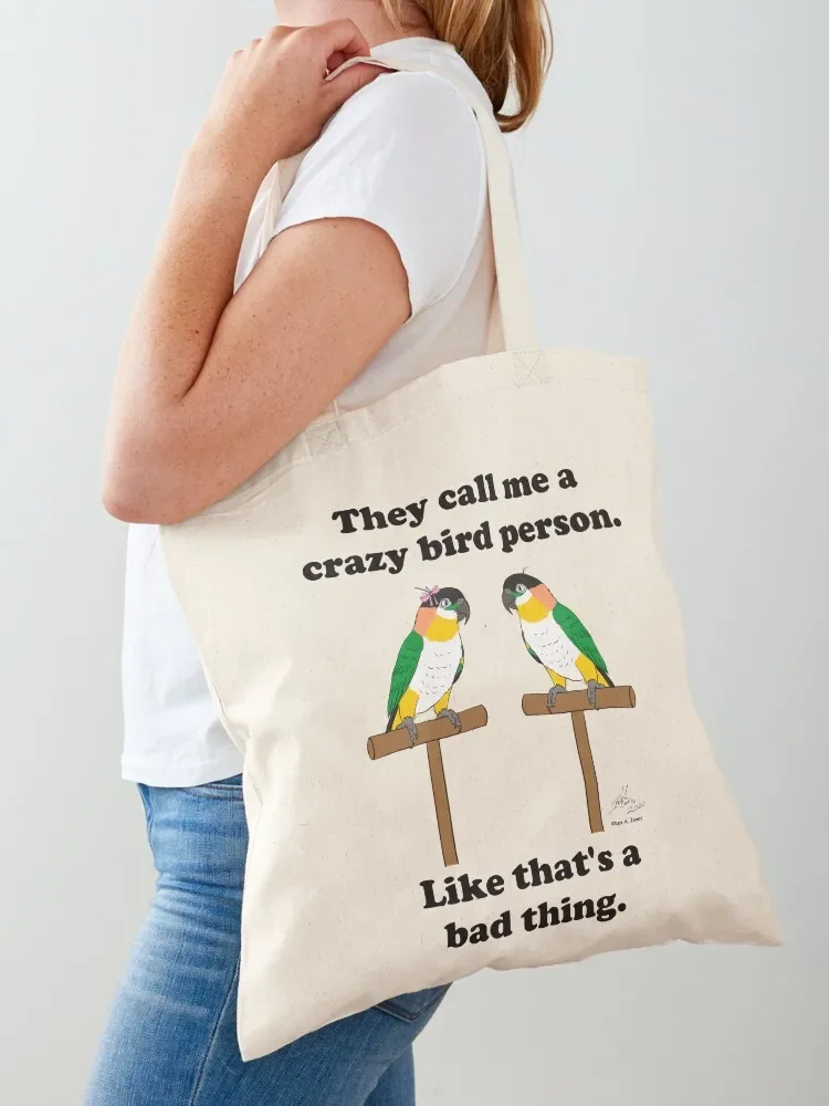 

Crazy Bird Person with Black Headed Caiques Tote Bag Candy bags sac pour femme Canvas bag for women personalized tote