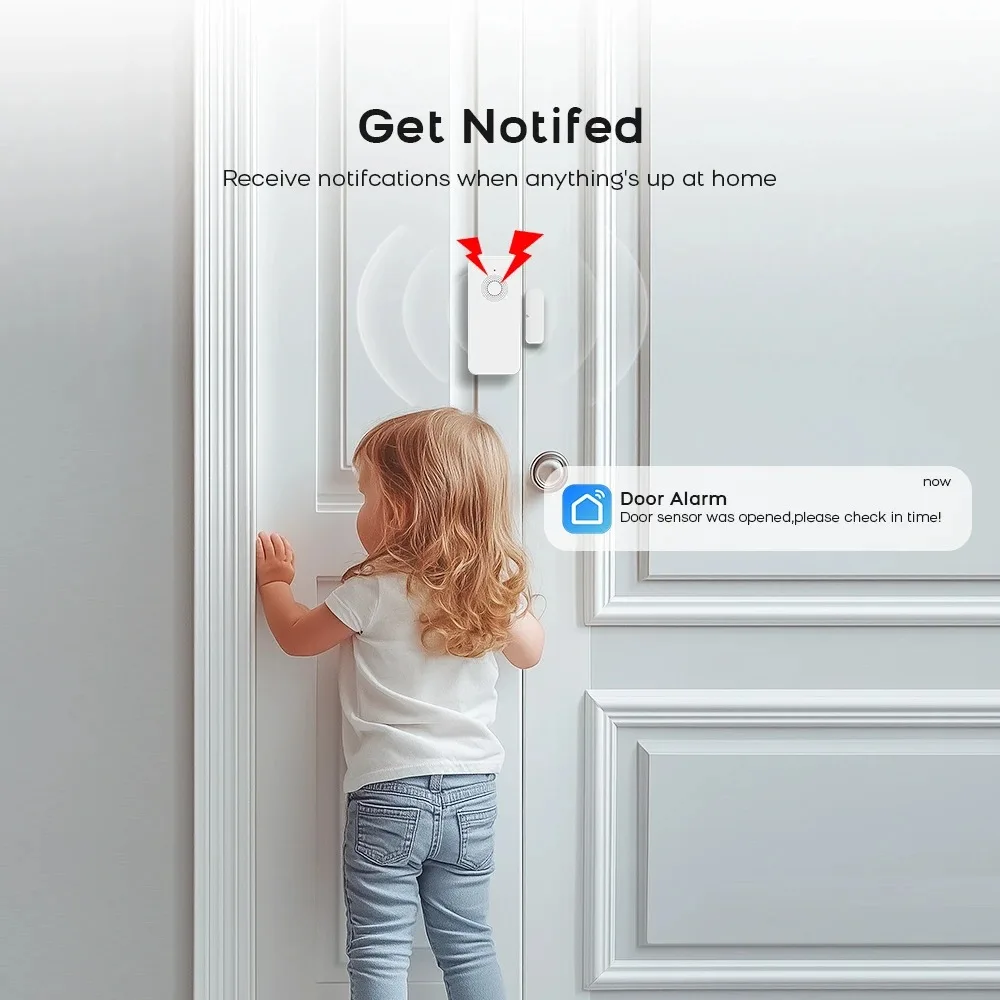 Tuya Smart WiFi Door Sensor Smart Home Open Close Detector Smartlife App Control Notification متوافق مع Alex Google Home