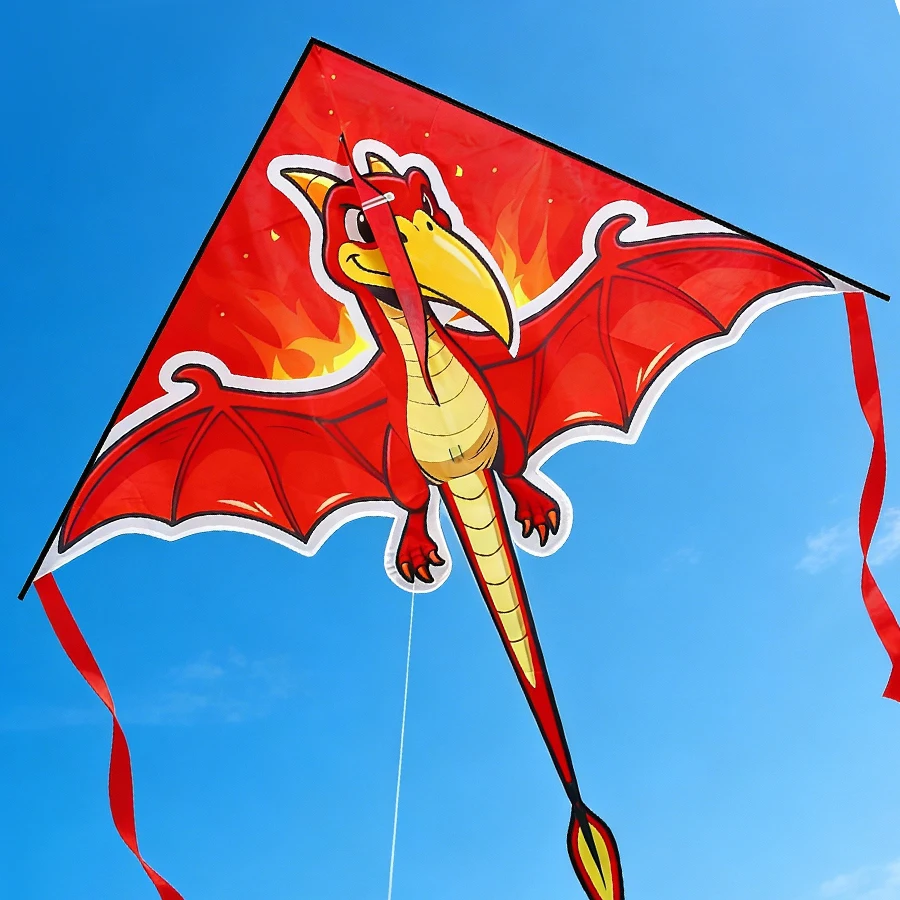 Cometa Red Dragon para niños: cometa grande fácil de volar de 140 cm, tela duradera para juegos al aire libre, playa y parque (a partir de 6 años)