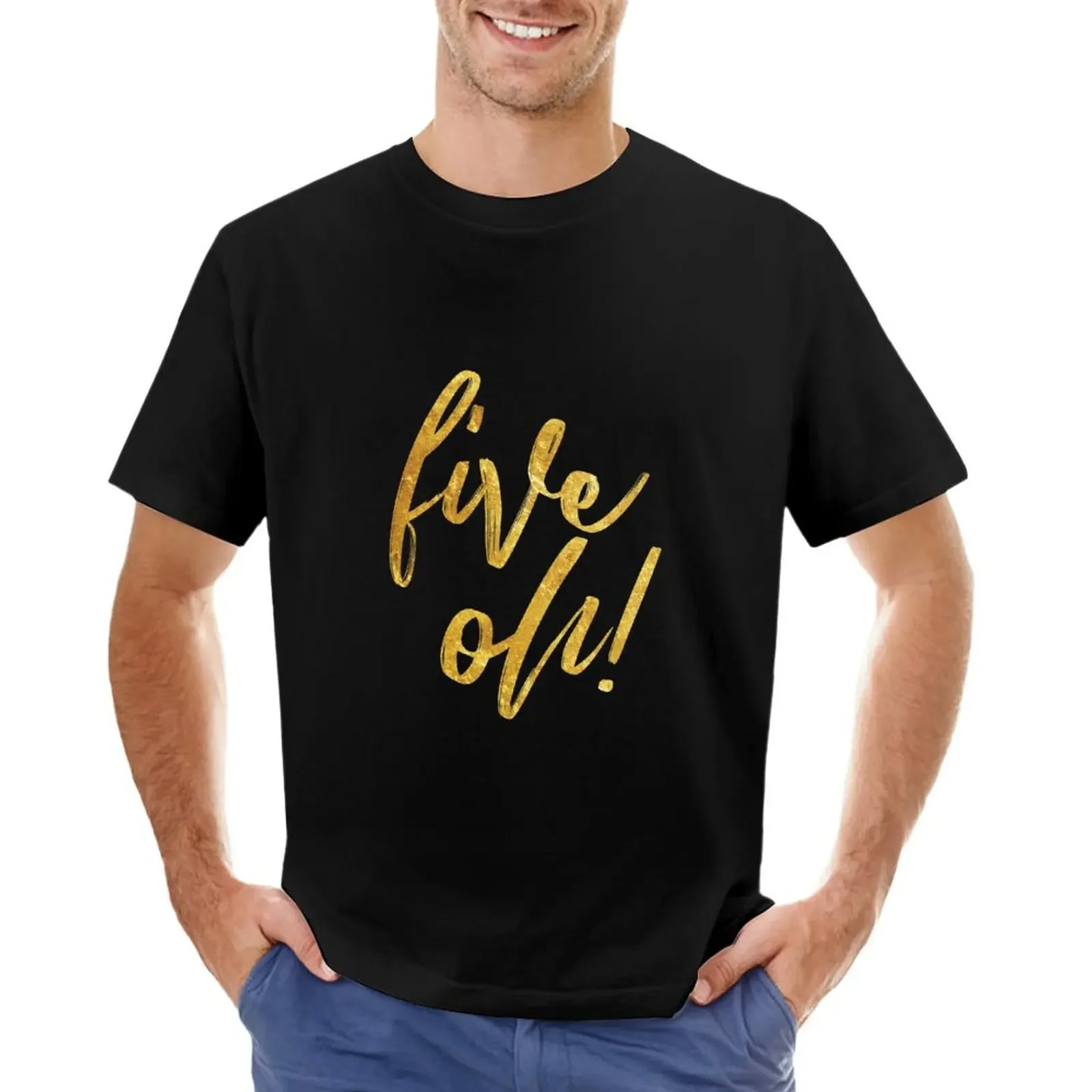 50th Birthday Shirt Gold Big Five Oh Fifty 50 T-shirt summer tops summer top sweat workout shirts for men