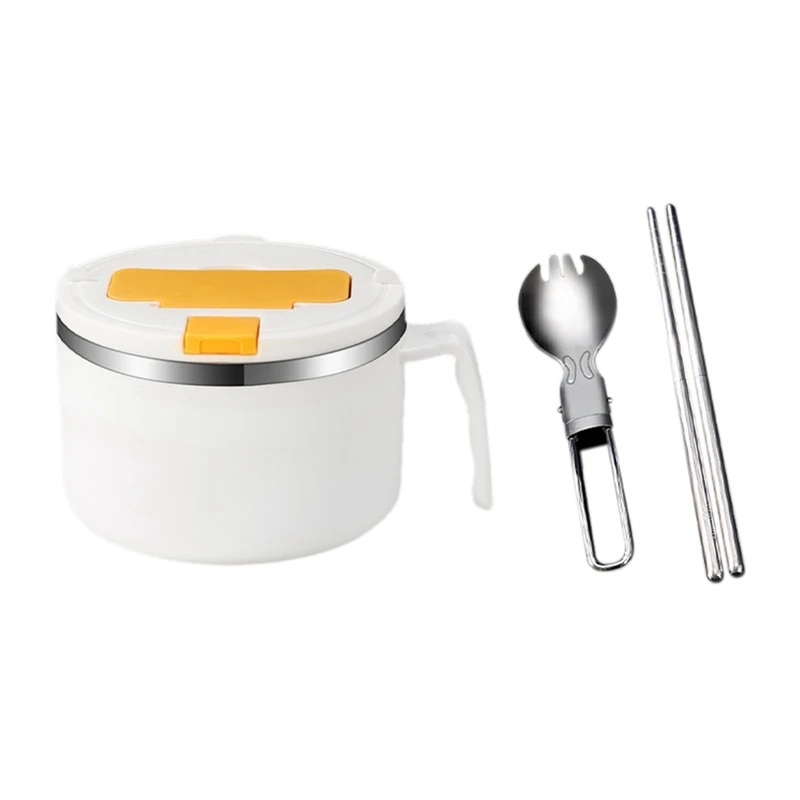 Filles à Ramen Instantané en Acier Inoxydable avec Couvercle Filtrable, Rine, 1200ml