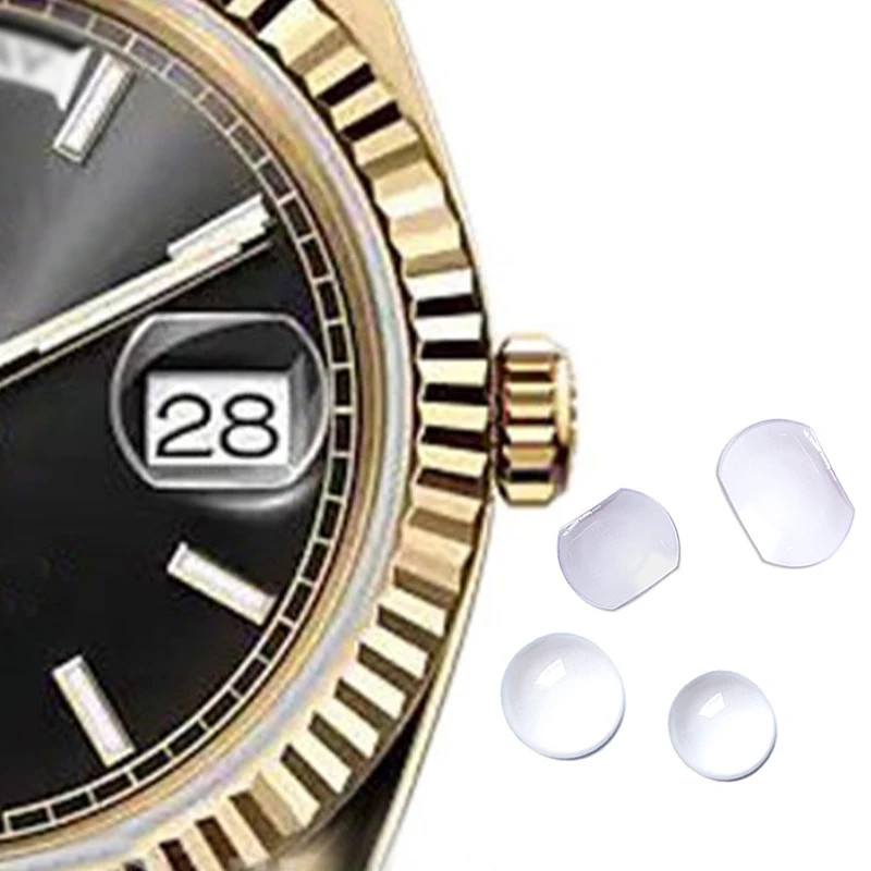 2 Pcs Sapphire Cyclop Calendar Fits SUB GMT Watch Crystal Square 7.0x5.5mm Round 5.5mm Glass Date Window Watches Parts