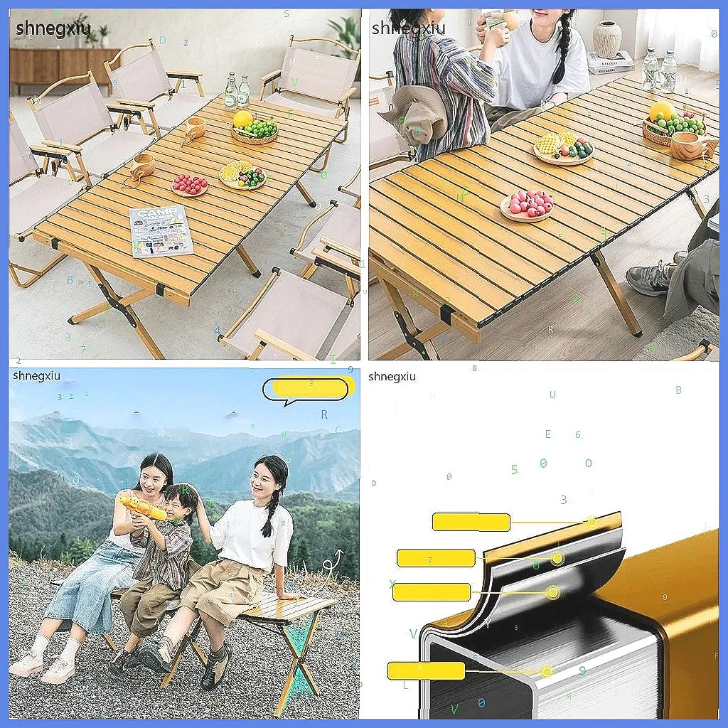 Portable Folding Picnic Table, Lightweight Wooden Outdoor Camping Table for Beach Backyard Travel