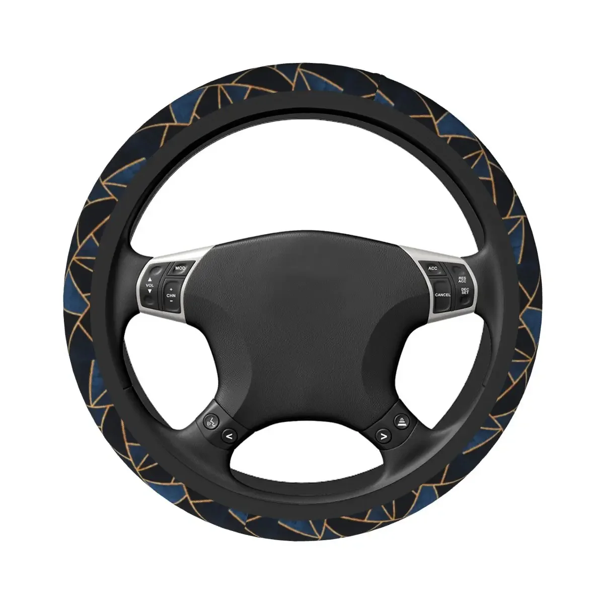 Navy Stone Car Steering Wheel Cover 38cm Non-slip Retro Nodic Geometric Elastische Car-styling Interior Accessories