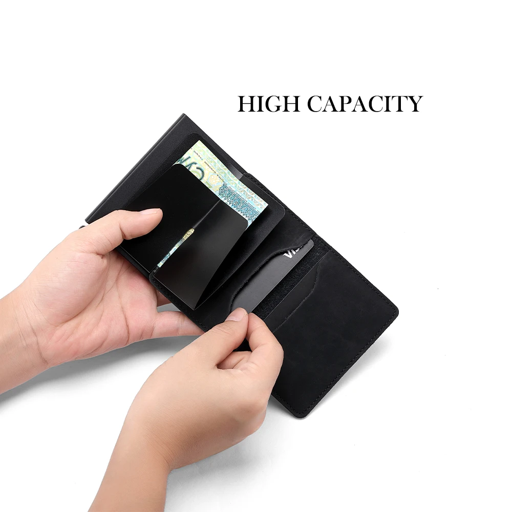 Metal Credit Card Holder Wallet Men Women RFID Aluminium Bank Cardholder Case Carteras Para Mujer Leather Wallet with Money Clip