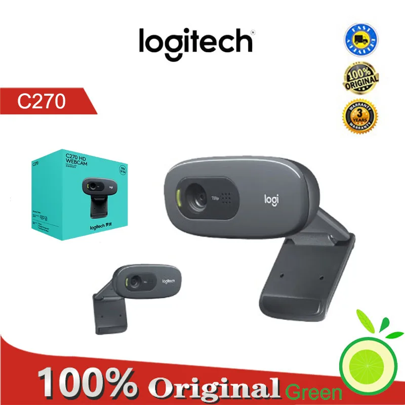 Logitech C270 720P HD Video Webcam Mini PC Camera Built-in Microphone USB2.0 for PC Laptop Video Calls, New Original Box