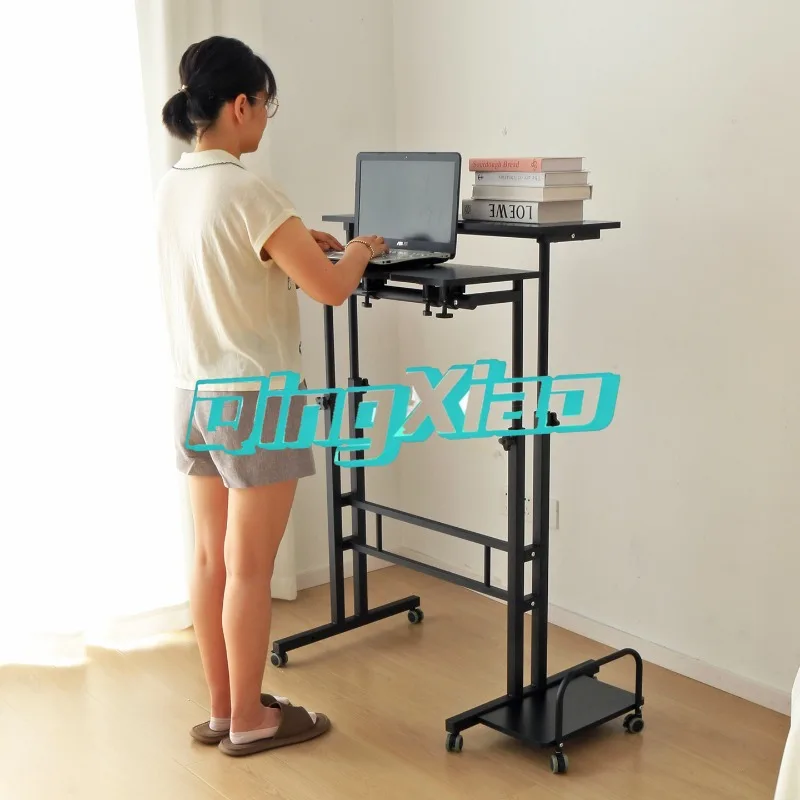Standing Height Adjustable Desk Sit Stand Dual Use Mobile Folding Computer Table For Home Office Gaming Laptop Workstation