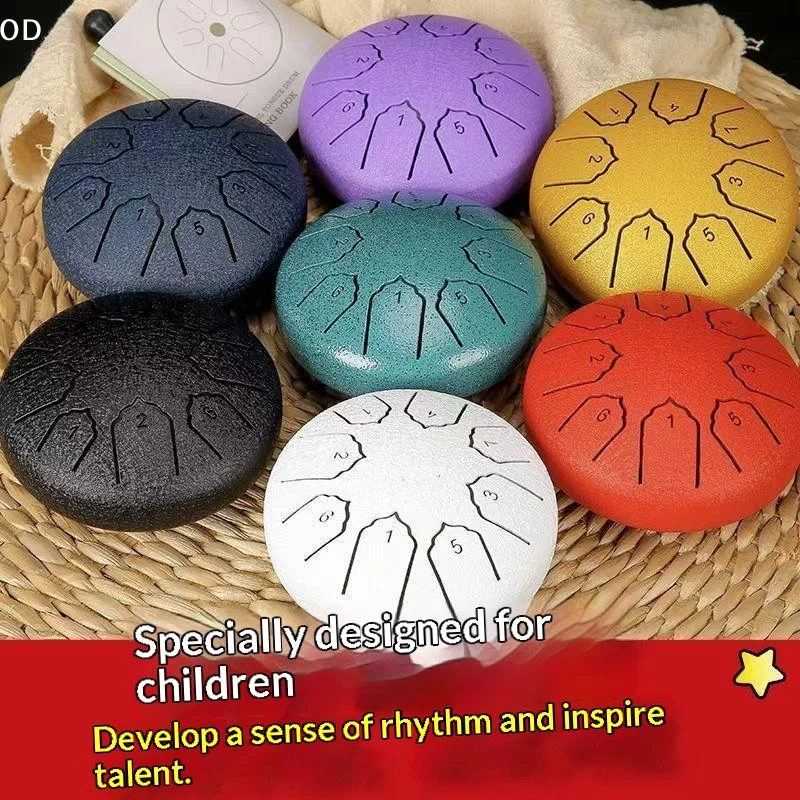 Mini Steel Tongue Drum 4 Inch 8 Notes Rain Drum Portable Percussion Instrument For Kids Adult Yoga Meditation Musical Gifts