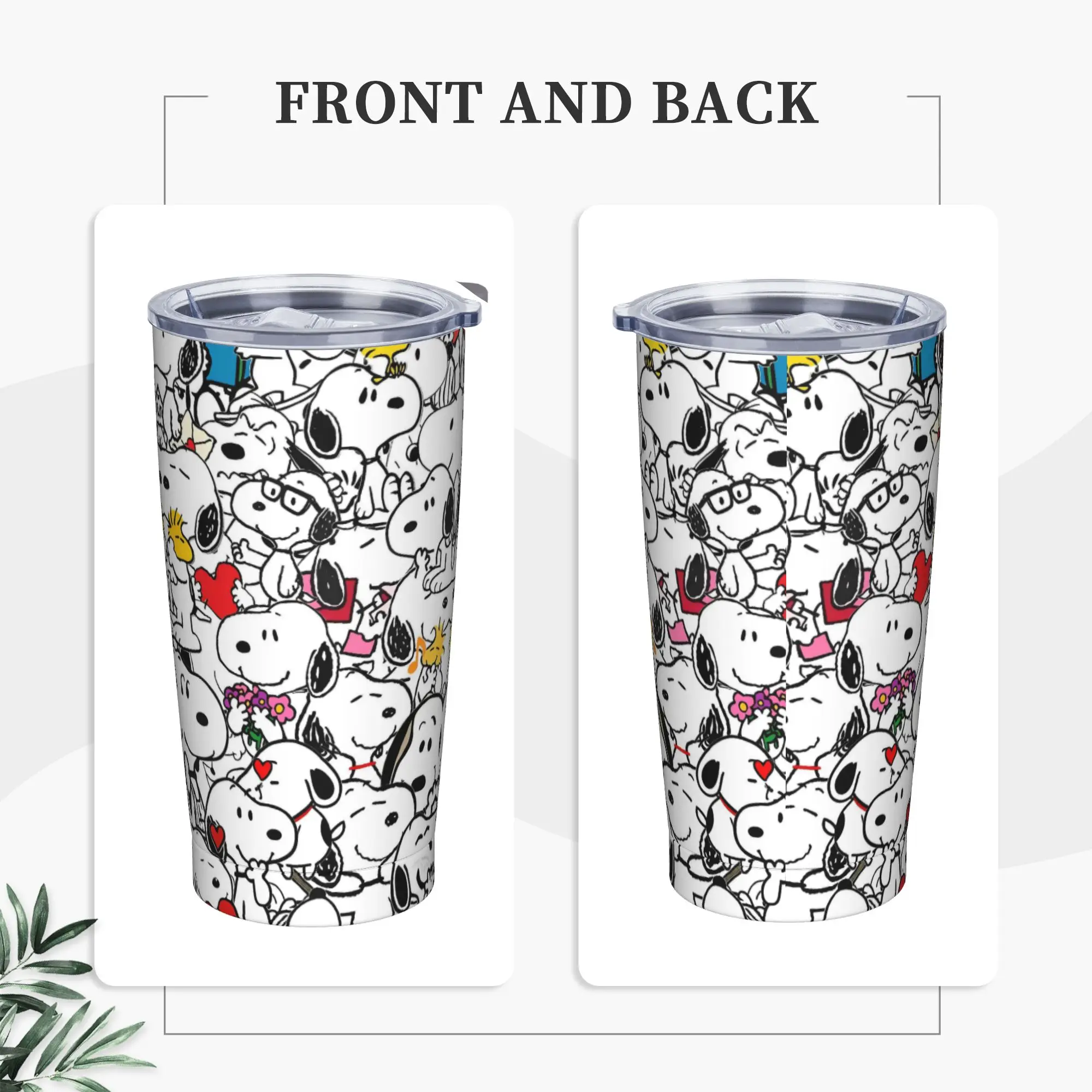 

Snoppys мультяшный стакан из нержавеющей стали, дорожные автомобильные кружки, большая кофейная кружка, изолированный холодный напиток, чай с молоком, бутылка для воды