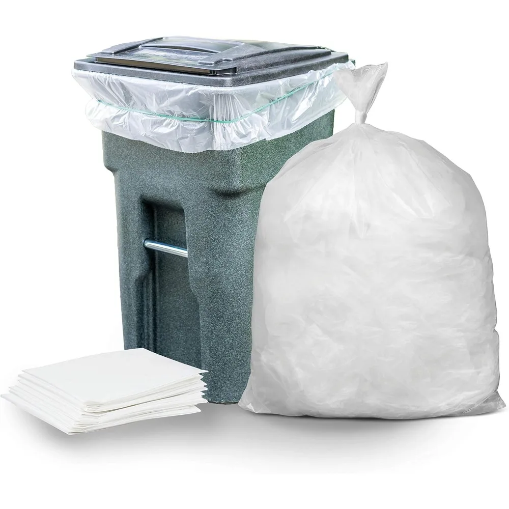 

64-65 Gallon Trash Can Liners for Toter 1.5 Mil Clear Heavy Duty Garbage Bags 50” X 60”