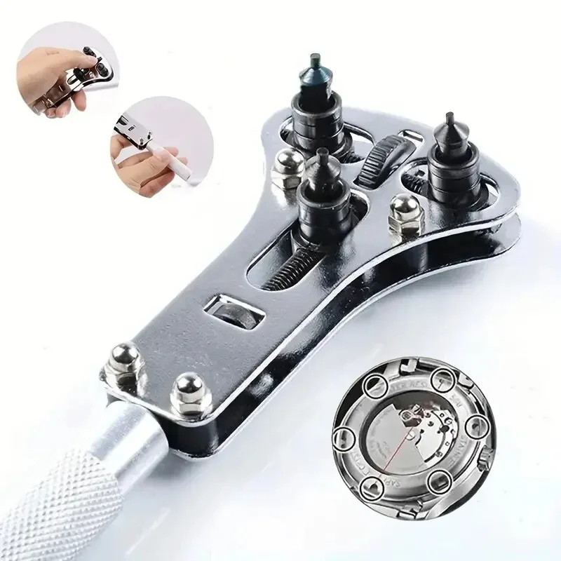 2024 New 3 Claw Watch Case Opener Adjustable Screw Back Remover Wrench Replace Battery After Repairing Tool Bottom Cap